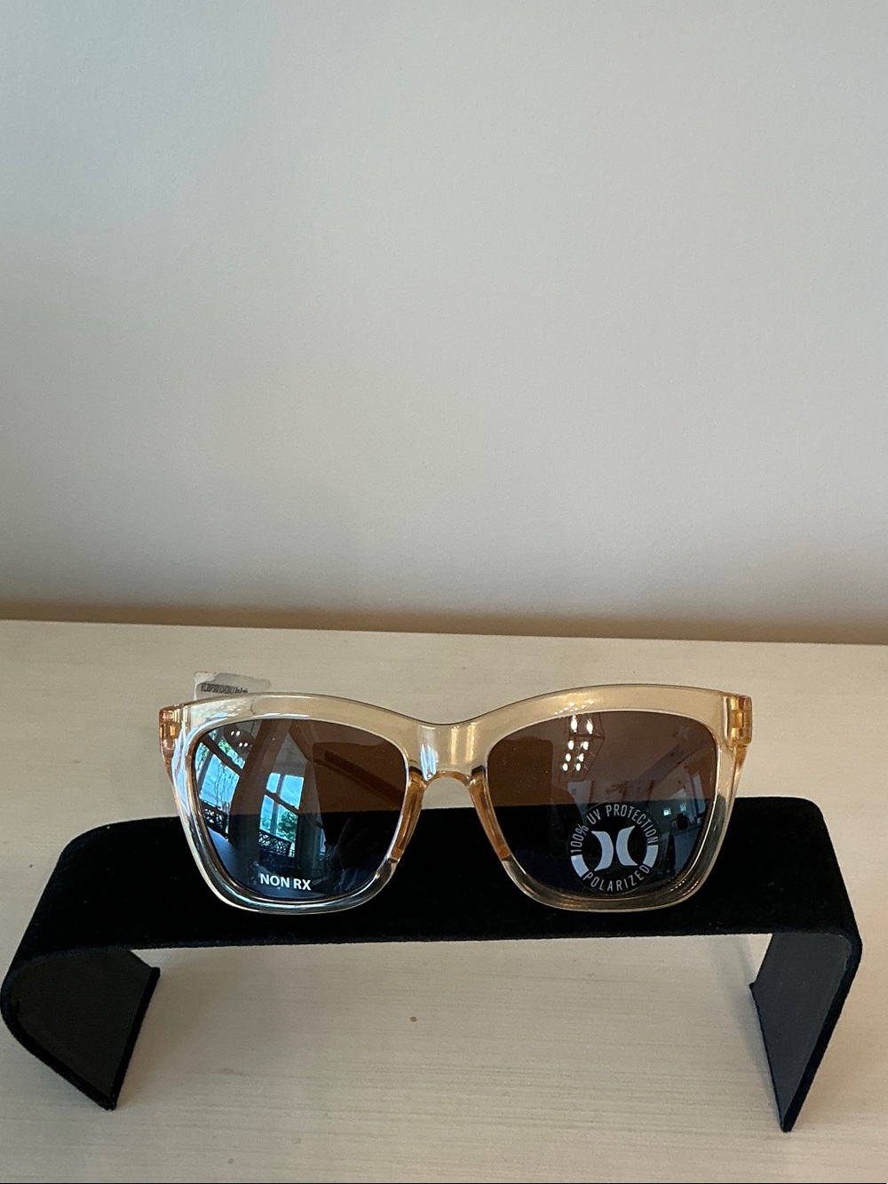 Authentic, Hurley Clear Amber Frame Sunglasses with Brown Lenses